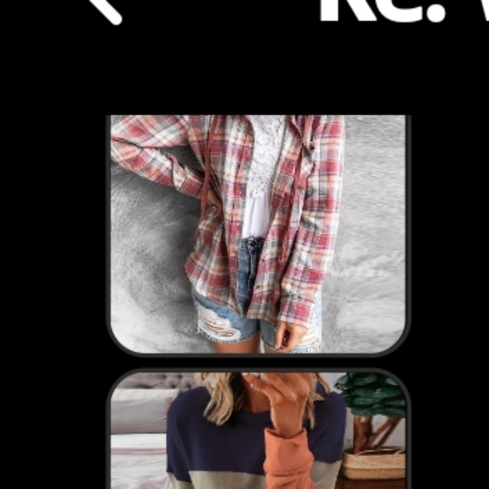 90s Checkered Hoodie Button-Up Top L